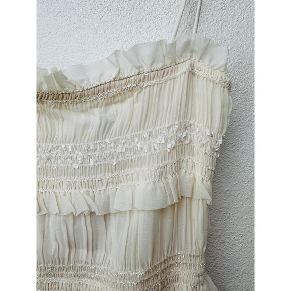 NWT House of CB Solana Ivory Sequin Pleated Tiered Maxi Dress Women’s S - Picture 3 of 15